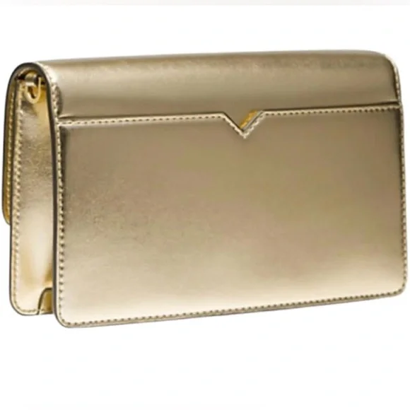NWT MK Pale Gold The Cece Flap Crossbody Shoulder Bag With Detachable Gold Chain - Picture 3 of 16